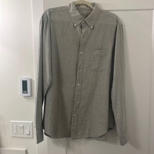 J. Crew Cotton/Linen Slim Fit Oxford Shirt - Grey (L)